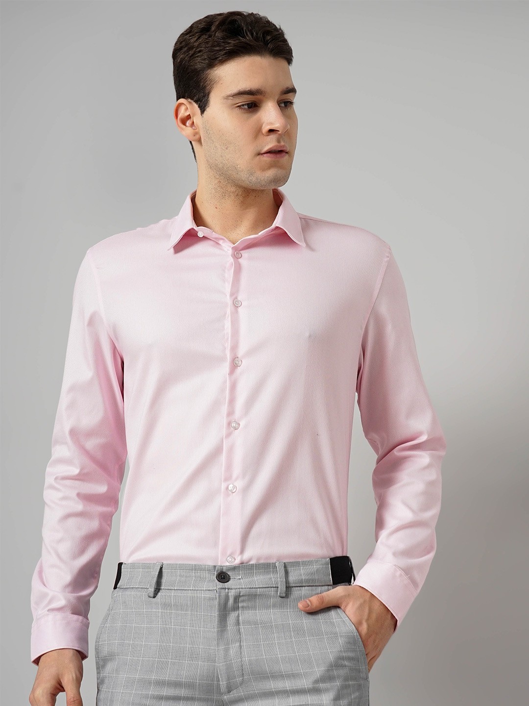 

Celio Classic Solid Spread Collar Cotton Formal Shirt, Pink