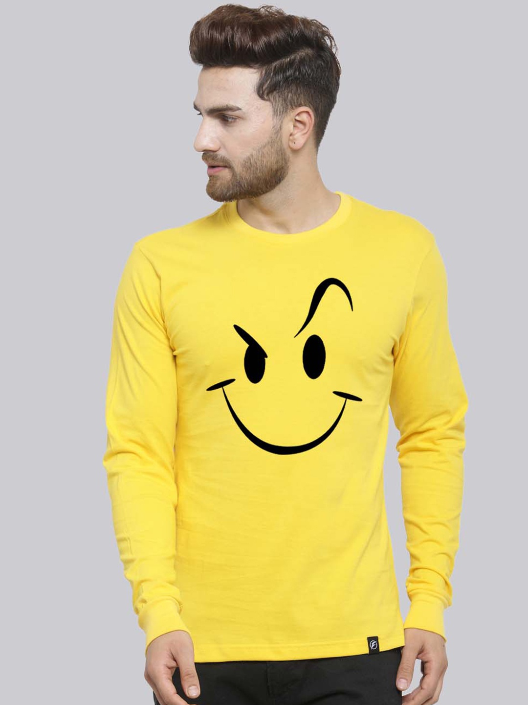 

Friskers Graphic Printed Round Neck Slim Fit Cotton T-shirt, Yellow