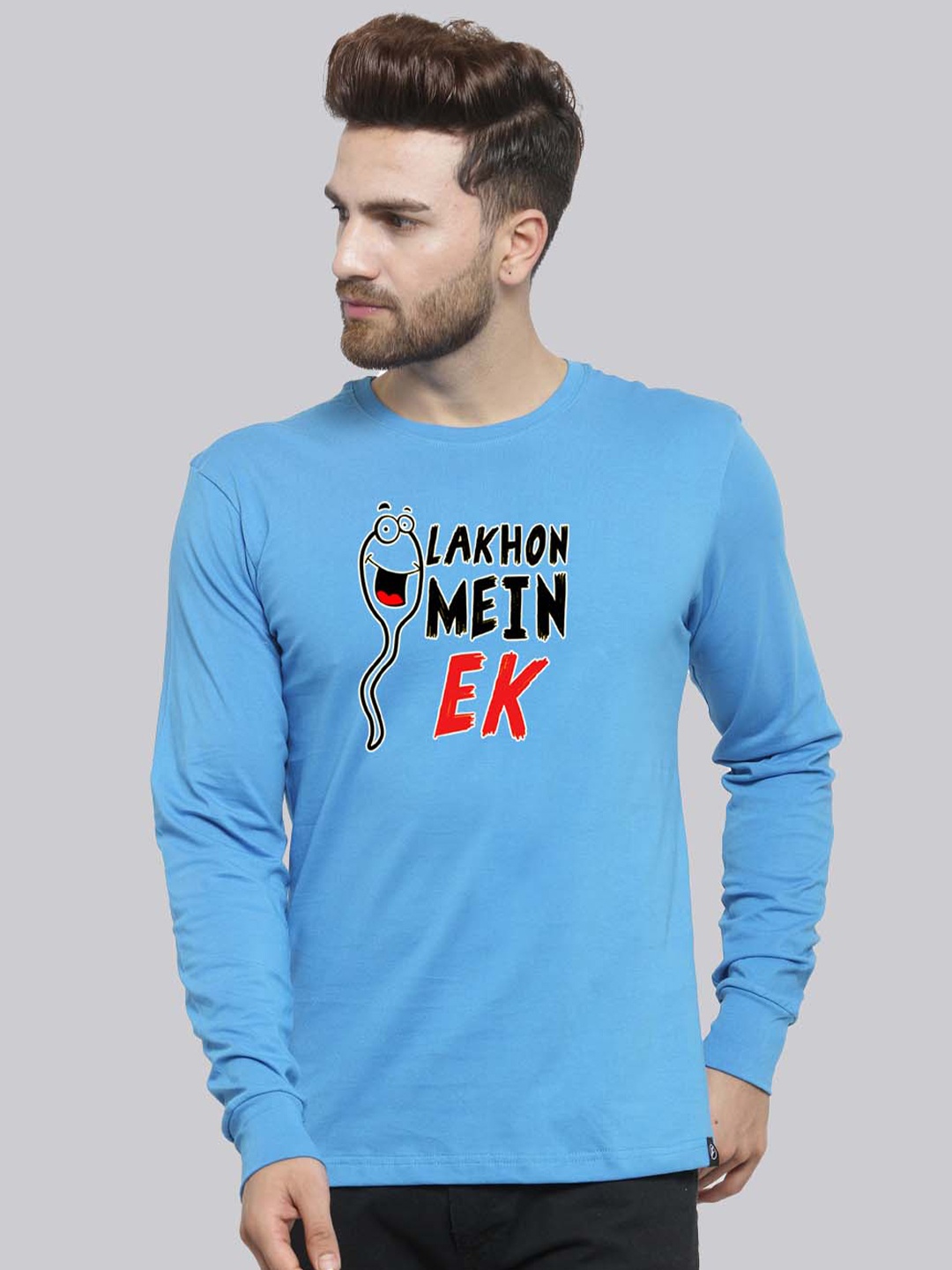 

Friskers Typography Printed Slim Fit Cotton T-shirt, Turquoise blue
