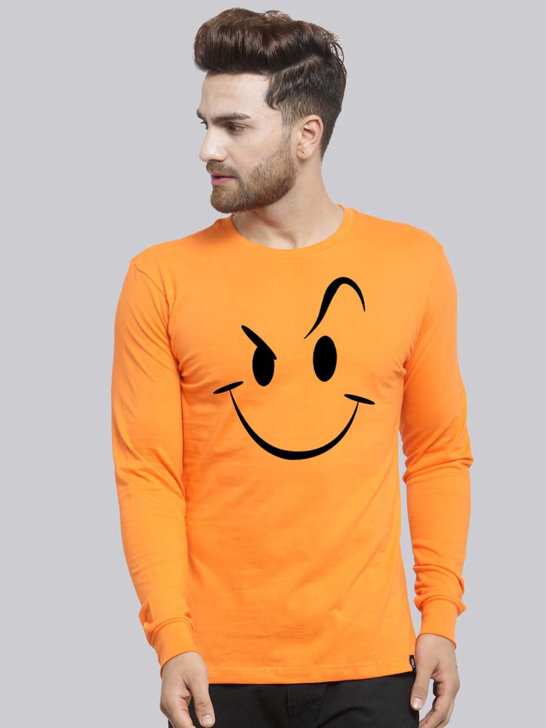 

Friskers Graphic Printed Round Neck Slim Fit Cotton T-shirt, Orange