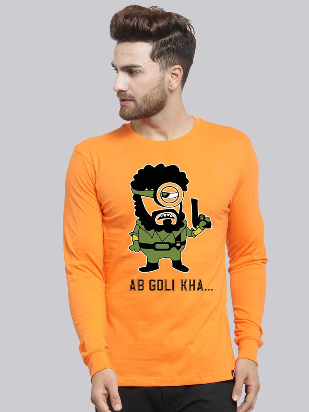 

Friskers Graphic Printed Pure Cotton Bio Wash Slim Fit T-shirt, Orange