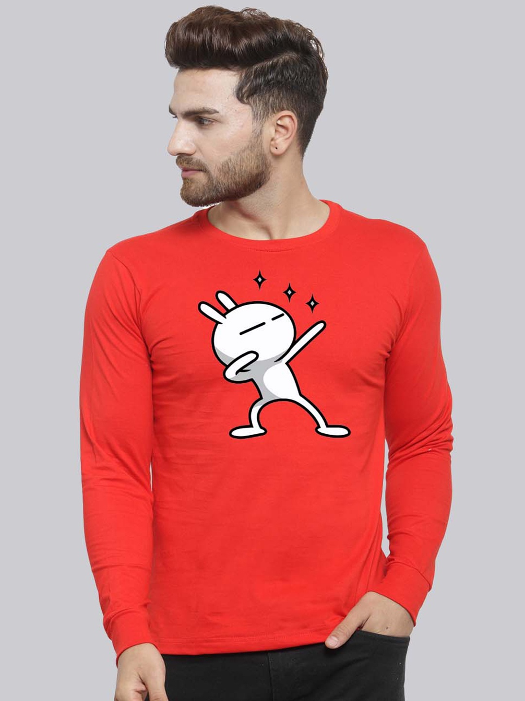 

Friskers Graphic Printed Pure Cotton Bio Wash Slim Fit T-shirt, Red
