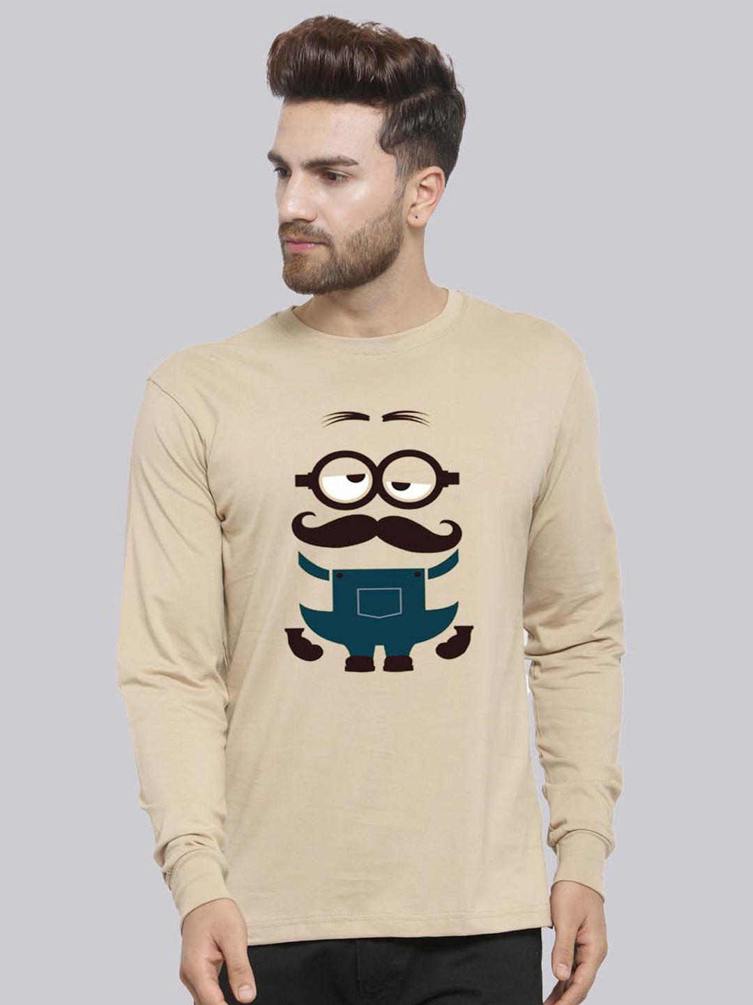 

Friskers Minions Printed Slim Fit Cotton T-shirt, Beige