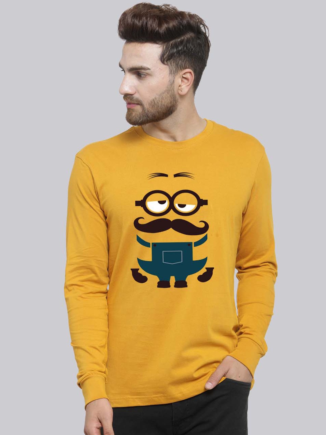

Friskers Minions Printed Bio Wash Technology Slim Fit Pure Cotton T-shirt, Mustard