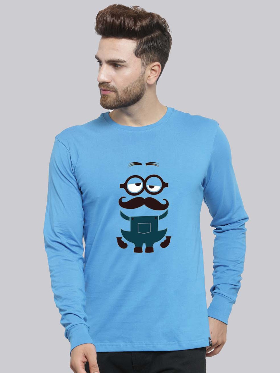 

Friskers Graphic Printed Bio Wash Pure Cotton Slim Fit T-shirt, Turquoise blue