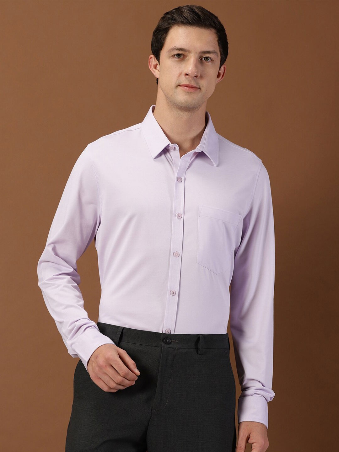 

INVICTUS Original Slim Fit Spread Collar Knitted Formal Shirt, Lavender