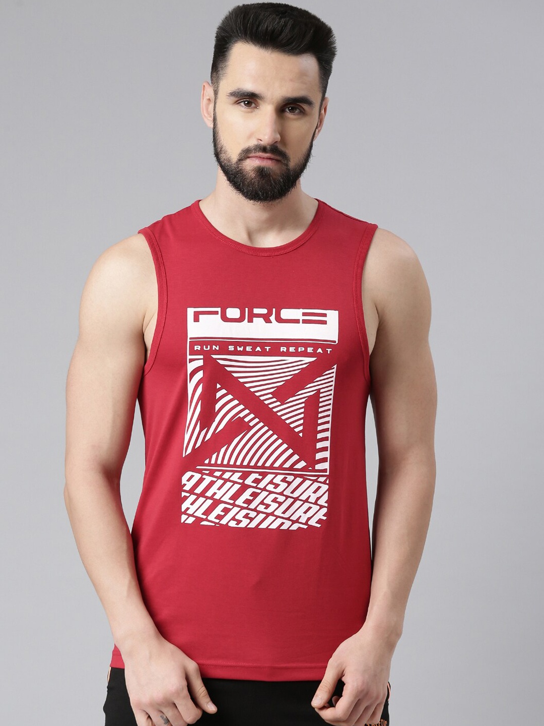 

Force NXT Typography Printed Super Combed Cotton Muscle Innerwear Vest, Red