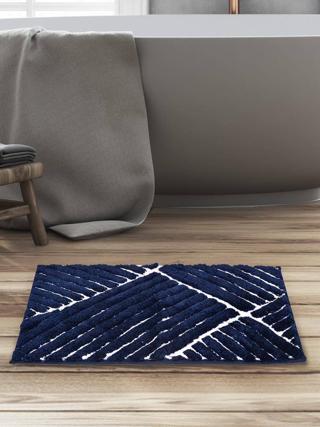 

Athome by Nilkamal Navy Blue Abstract 600 GSM Anti Skid Bath Mat