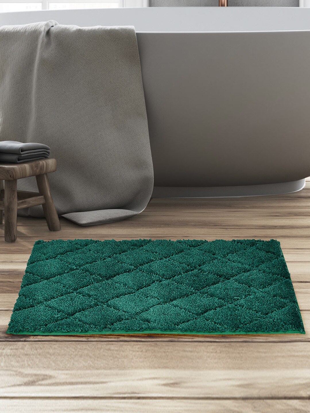 

Athome by Nilkamal Green Rectangle 600 GSM Anti Skid Bath Mat