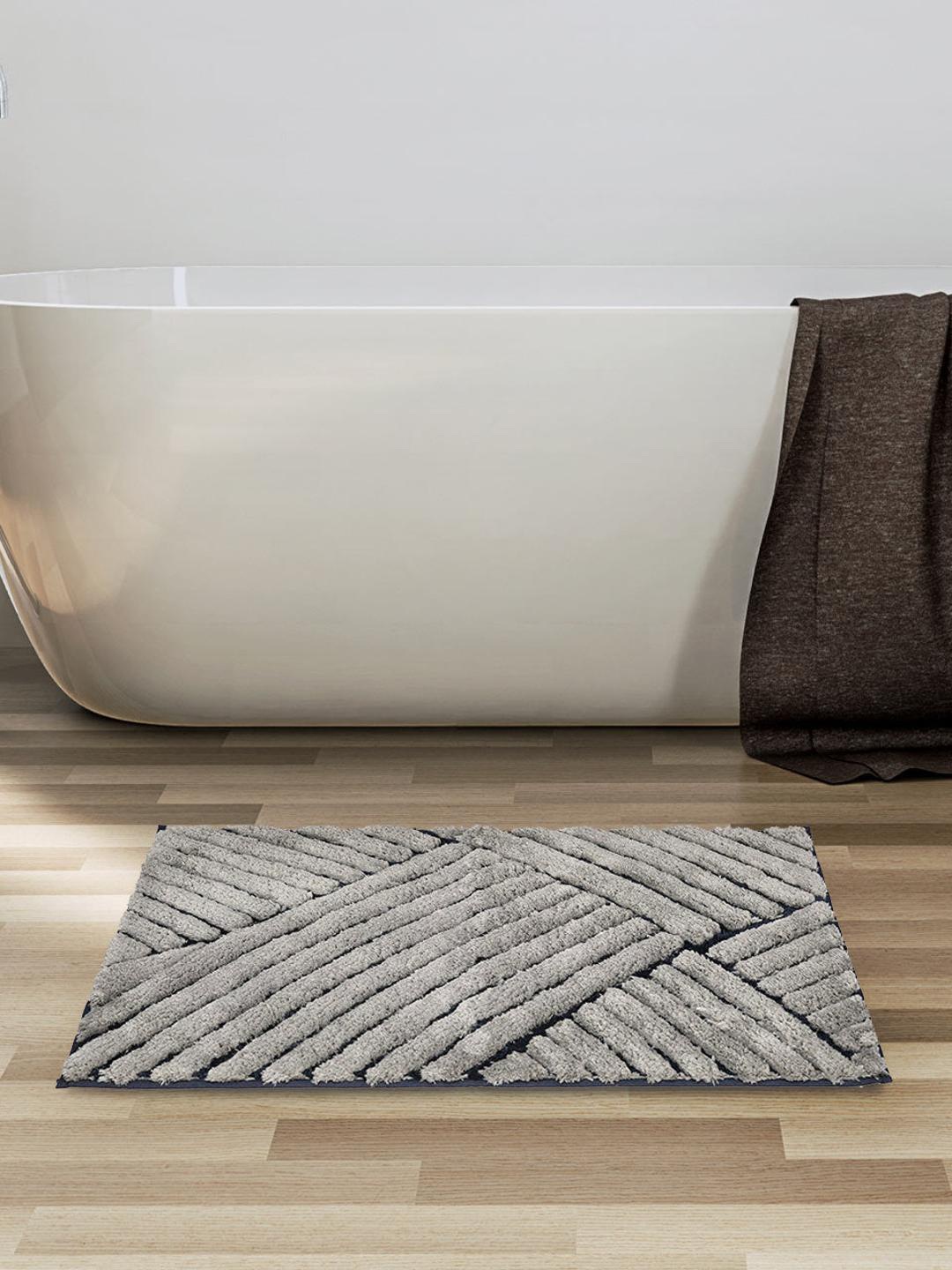 

Athome by Nilkamal Grey Abstract 600 GSM Anti-Skid Bath Rug