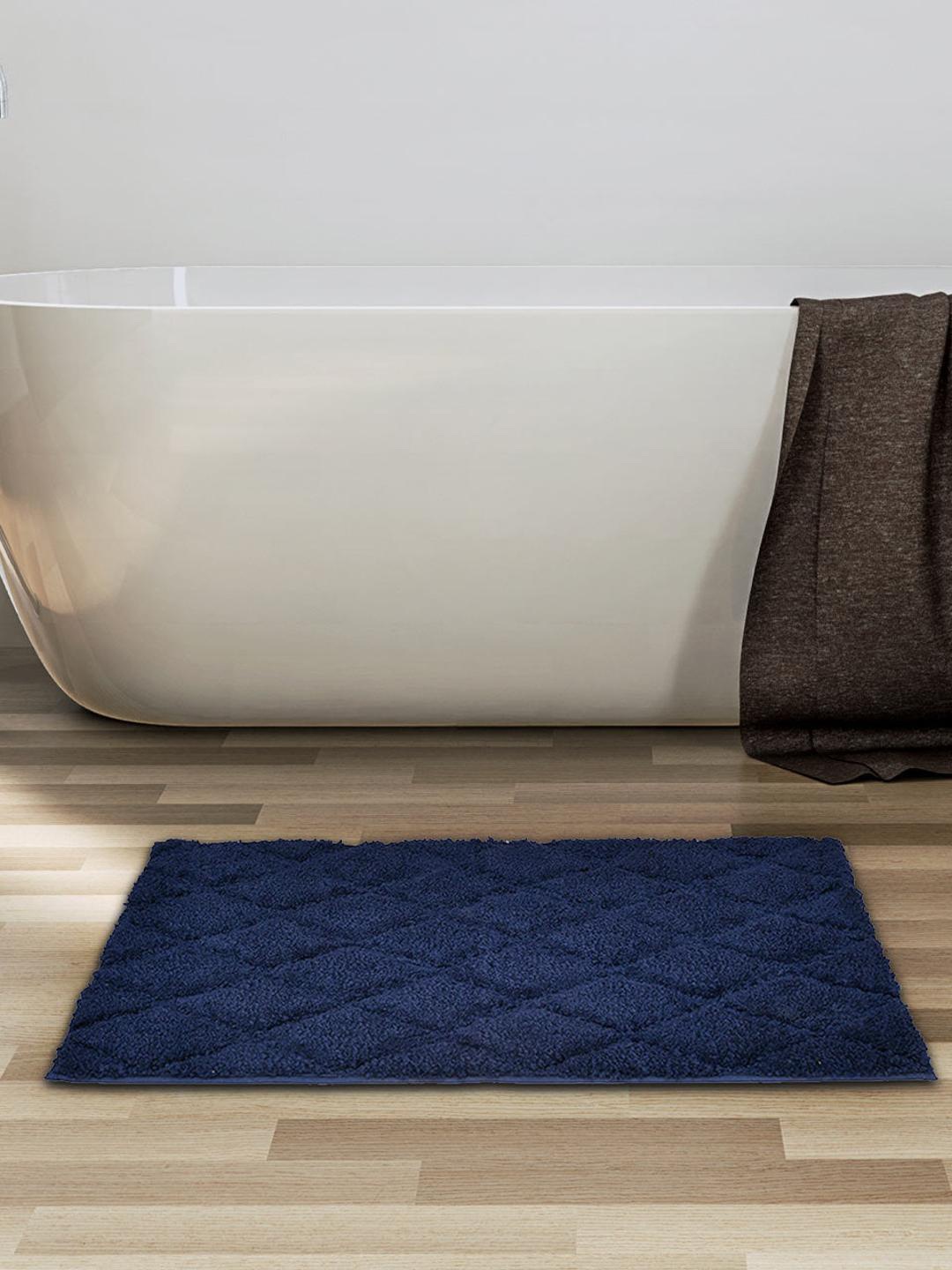 

Athome by Nilkamal Navy Blue Rectangle shaped 600 GSM Anti-Skid Bath Rug