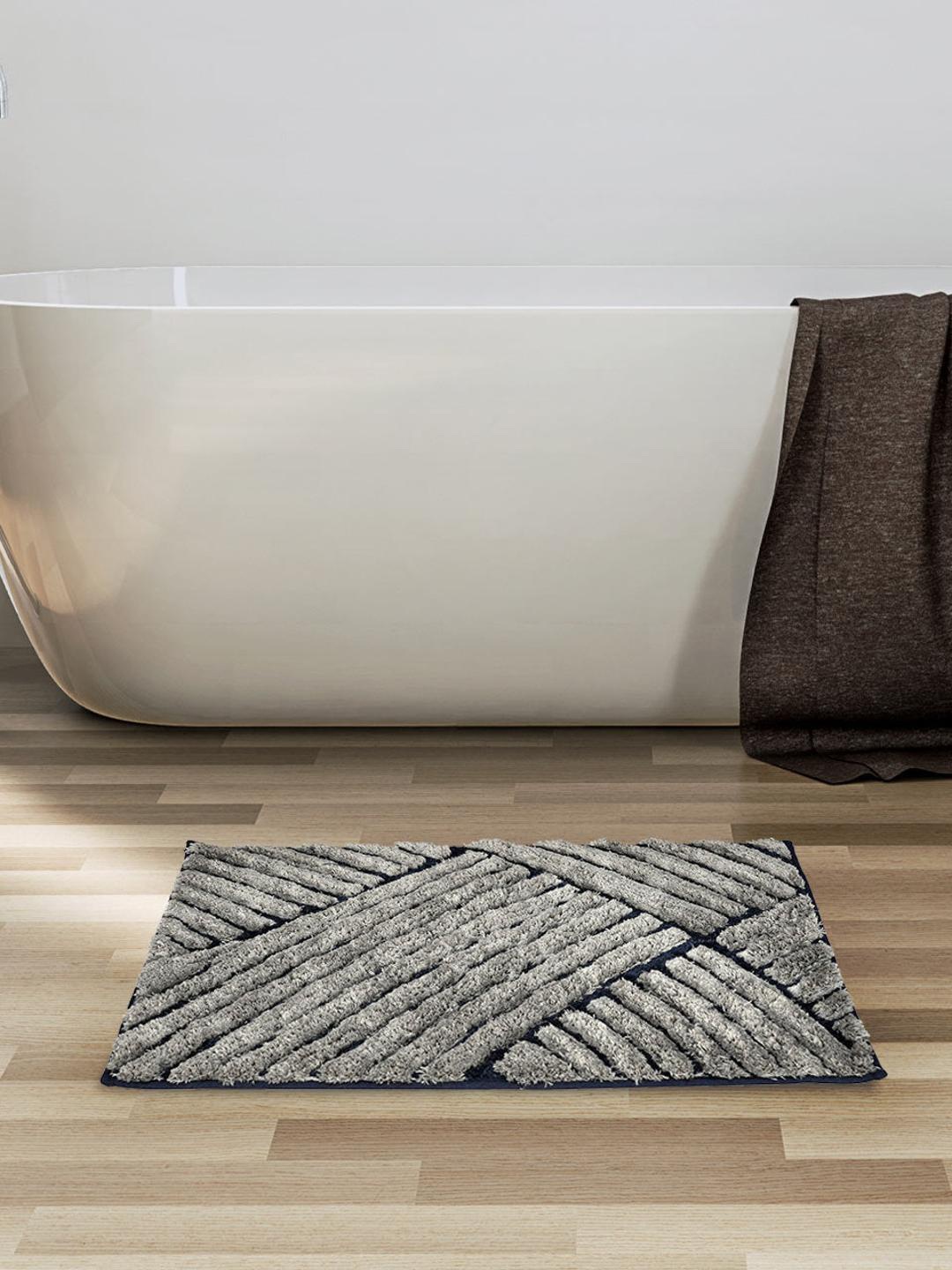

Athome by Nilkamal Grey Abstract 600 GSM Anti Skid Bath Rug
