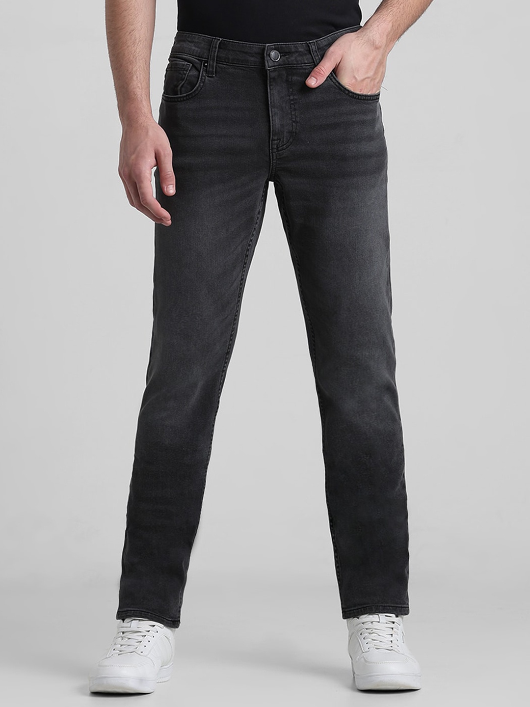 

Jack & Jones Men Grey Slim Fit Low-Rise Light Fade Stretchable Jeans