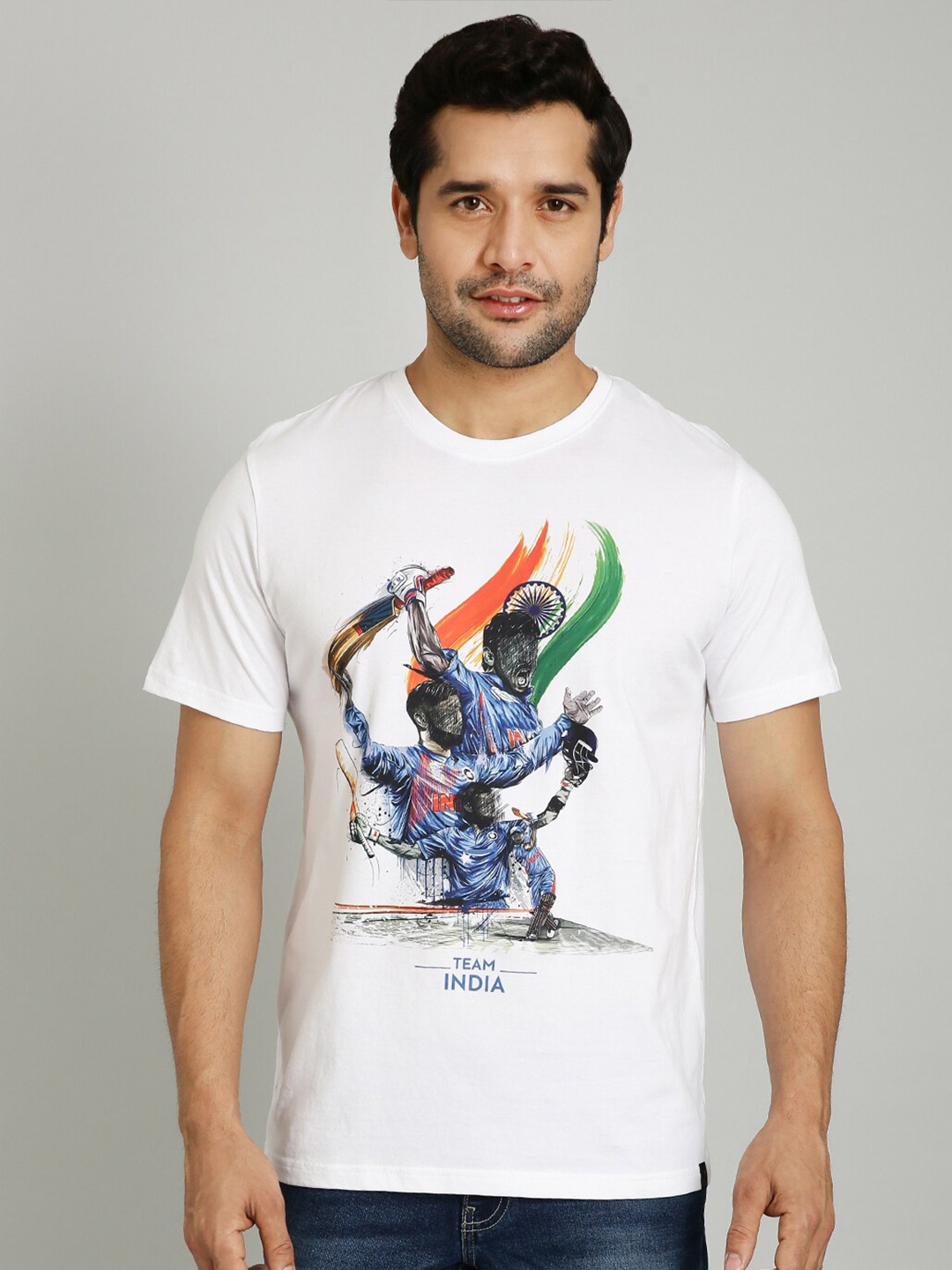 

Indian Terrain Graphic Printed Regular Fit Cotton T-shirt, White