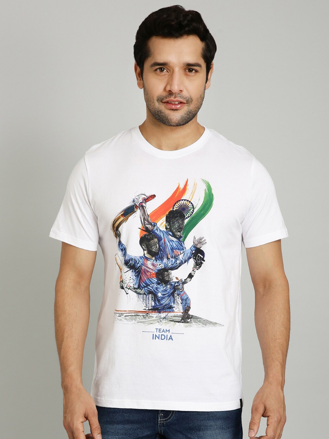 

Indian Terrain Graphic Printed Regular Fit Cotton T-shirt, White