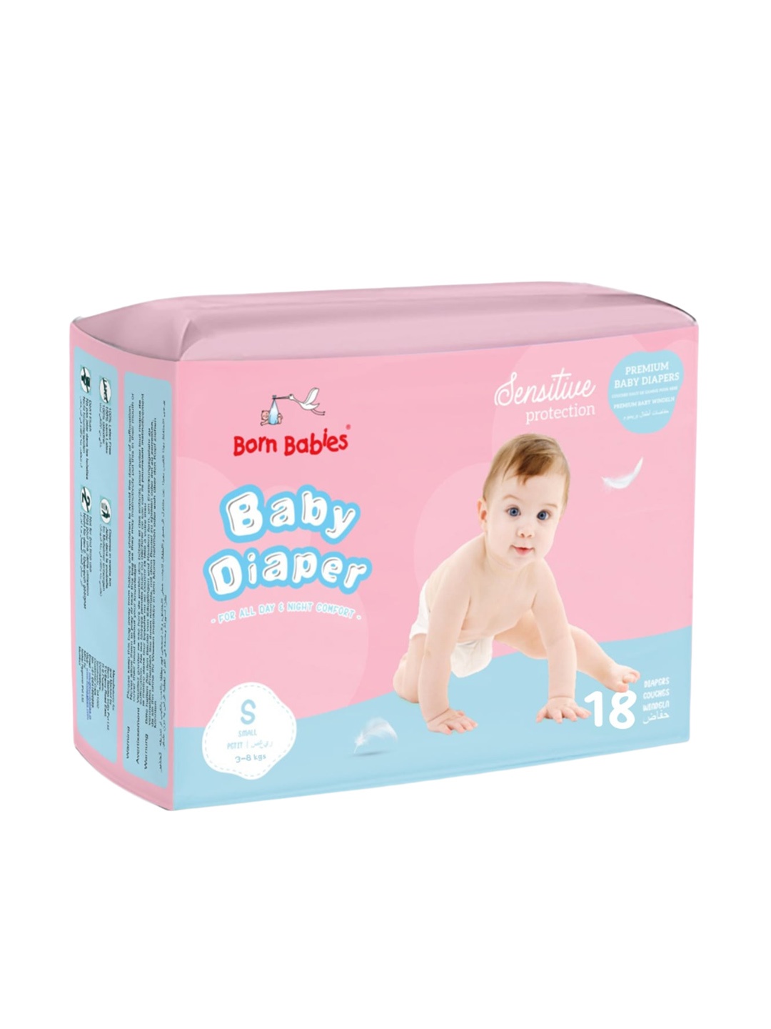 

Born Babies Three Layer Leakage Protection High Absorb Tape Diaper S - 18 Pieces, White