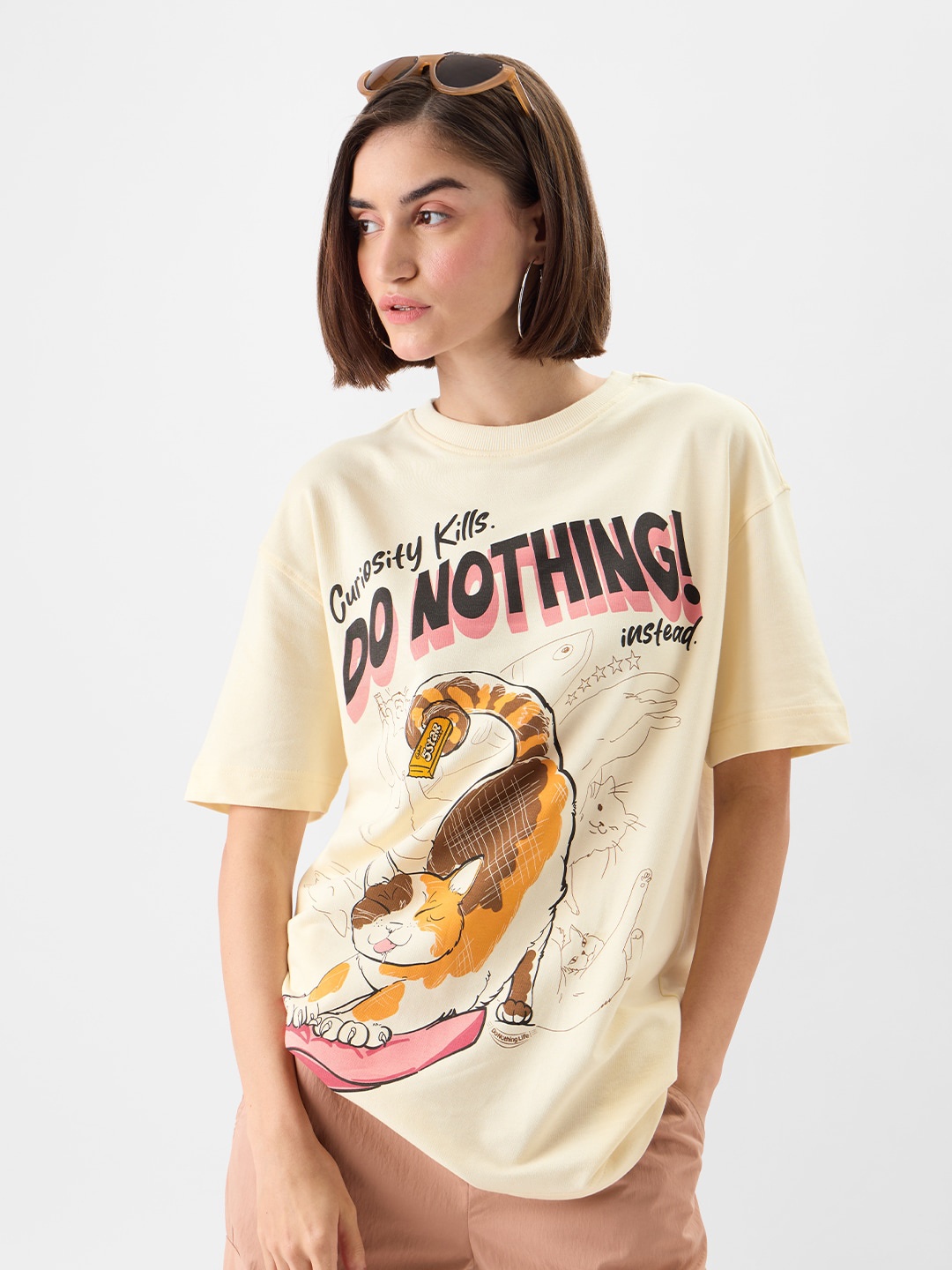 

The Souled Store Graphic Printed Oversized Cotton T-shirt, Yellow