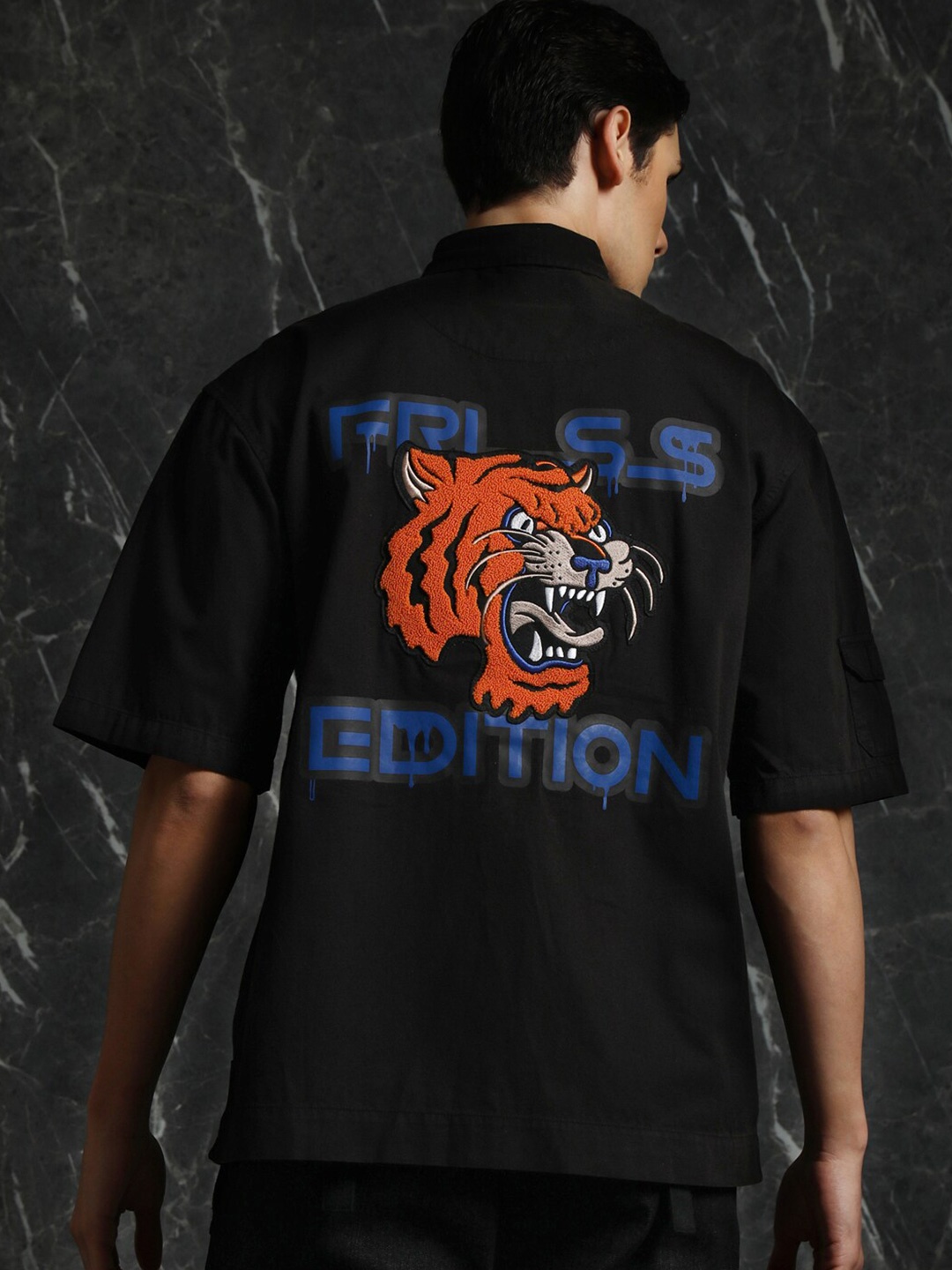 

Breakbounce Black Fearless Edition Printed Short Sleeves Cotton Printed Casual Shirt