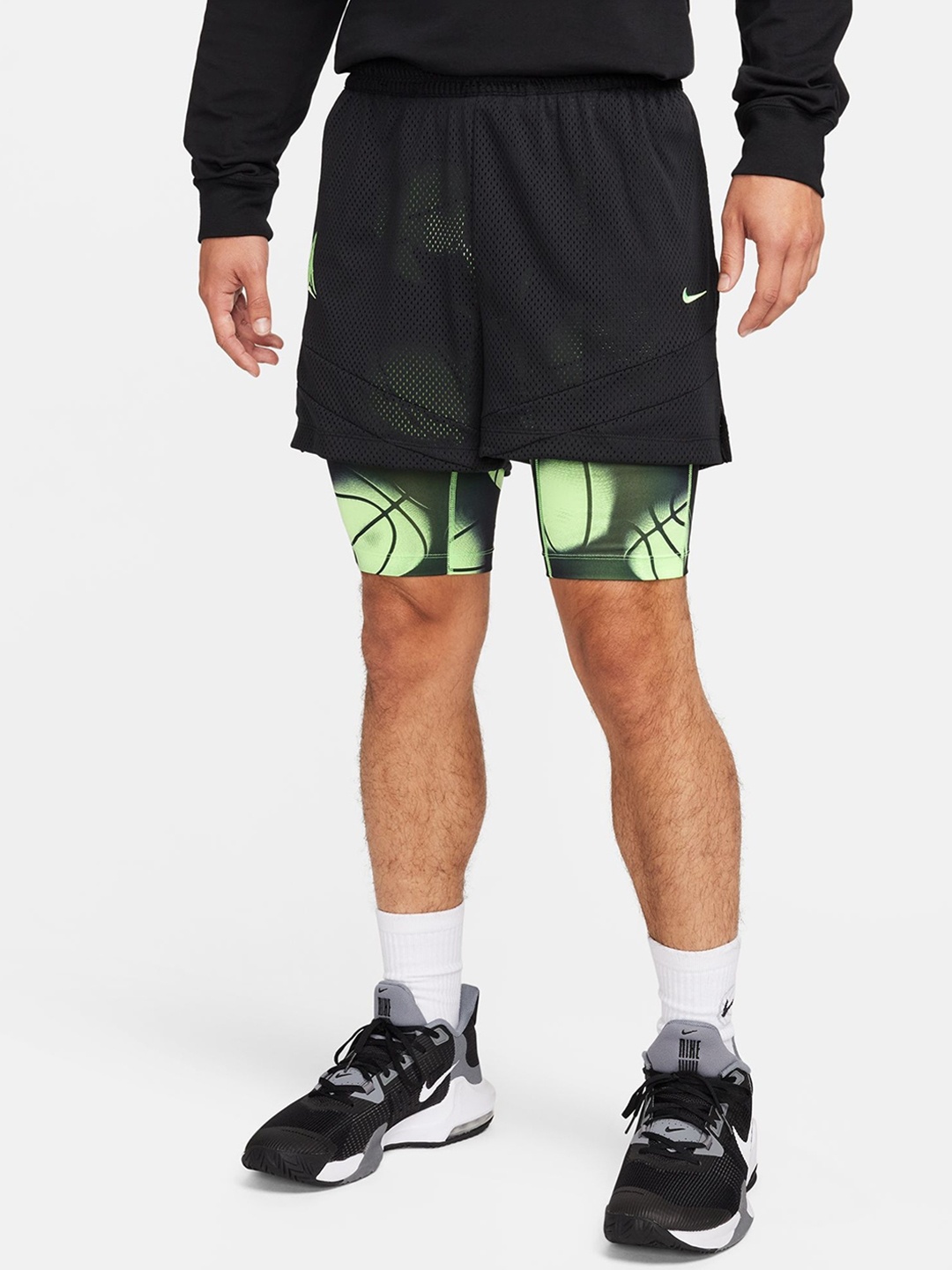 

Nike Men Dri-Fit 2-in-1 10cm Basketball Shorts, Black