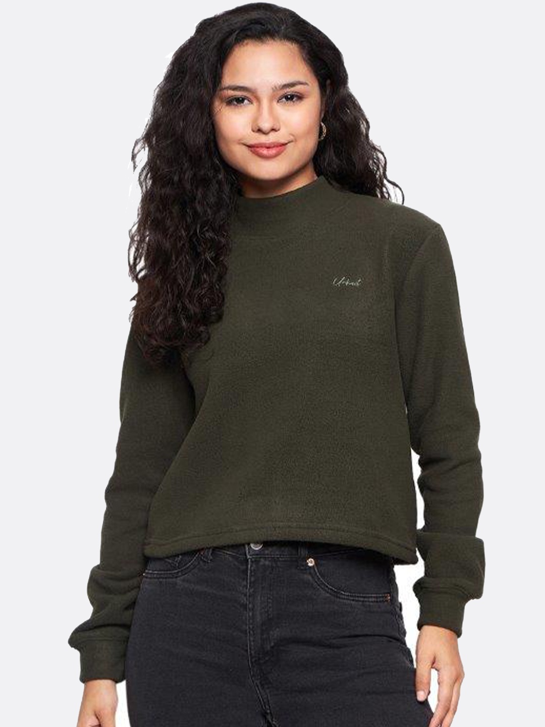 

URKNIT High Neck Pullover Sweatshirt, Olive