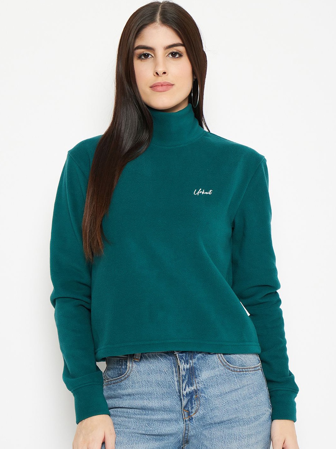 

URKNIT High Neck Pullover Sweatshirt, Green