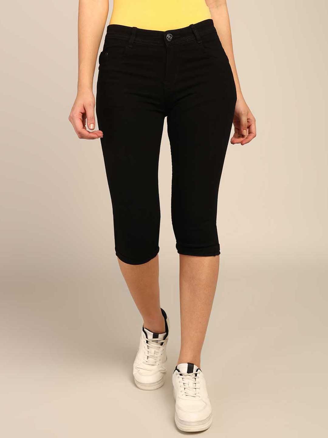 

Nifty Women Denim Stretchable Skinny Fit Capris, Black