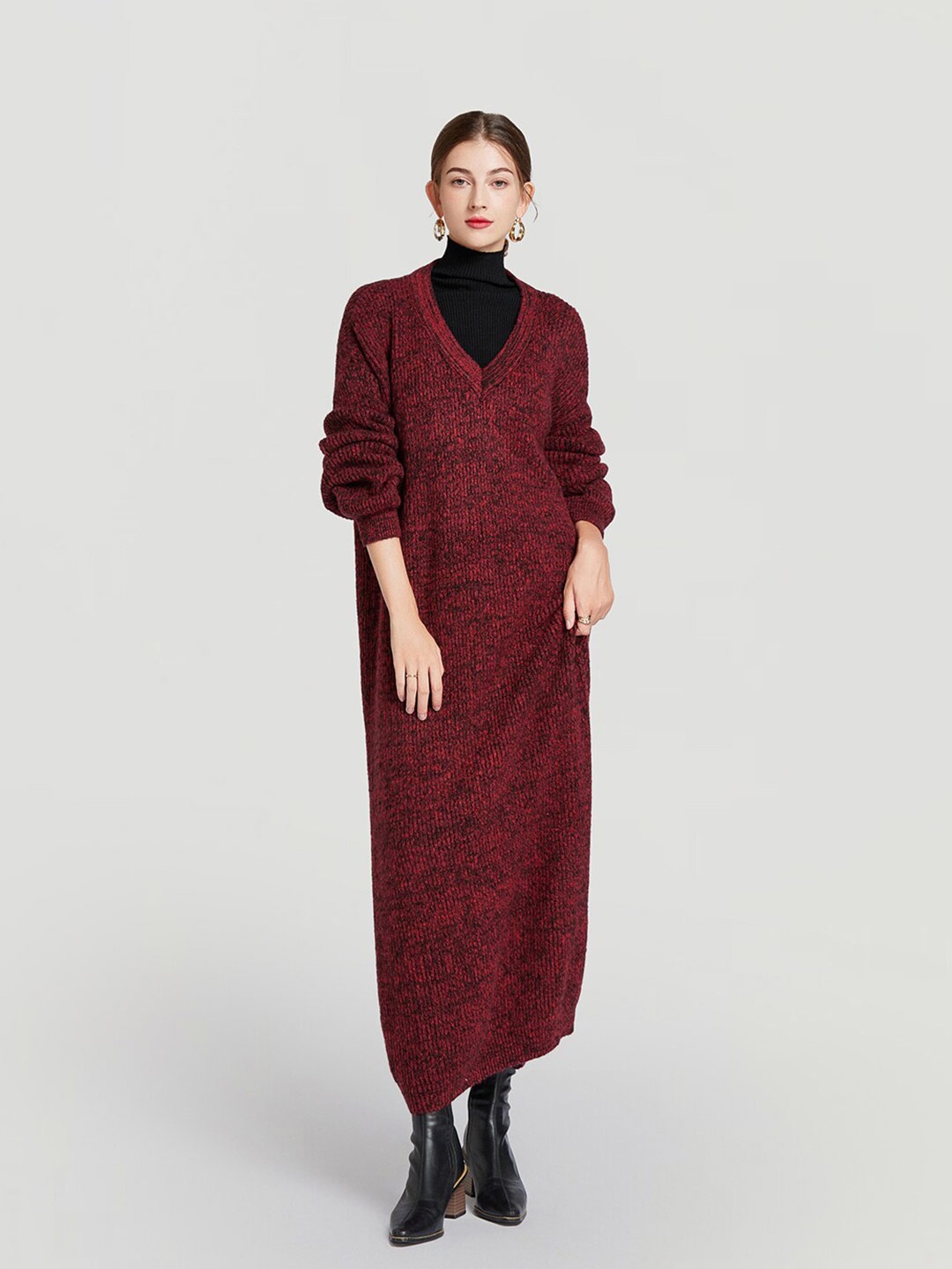 

JC Collection Self-Design V-Neck Maxi Dress, Red