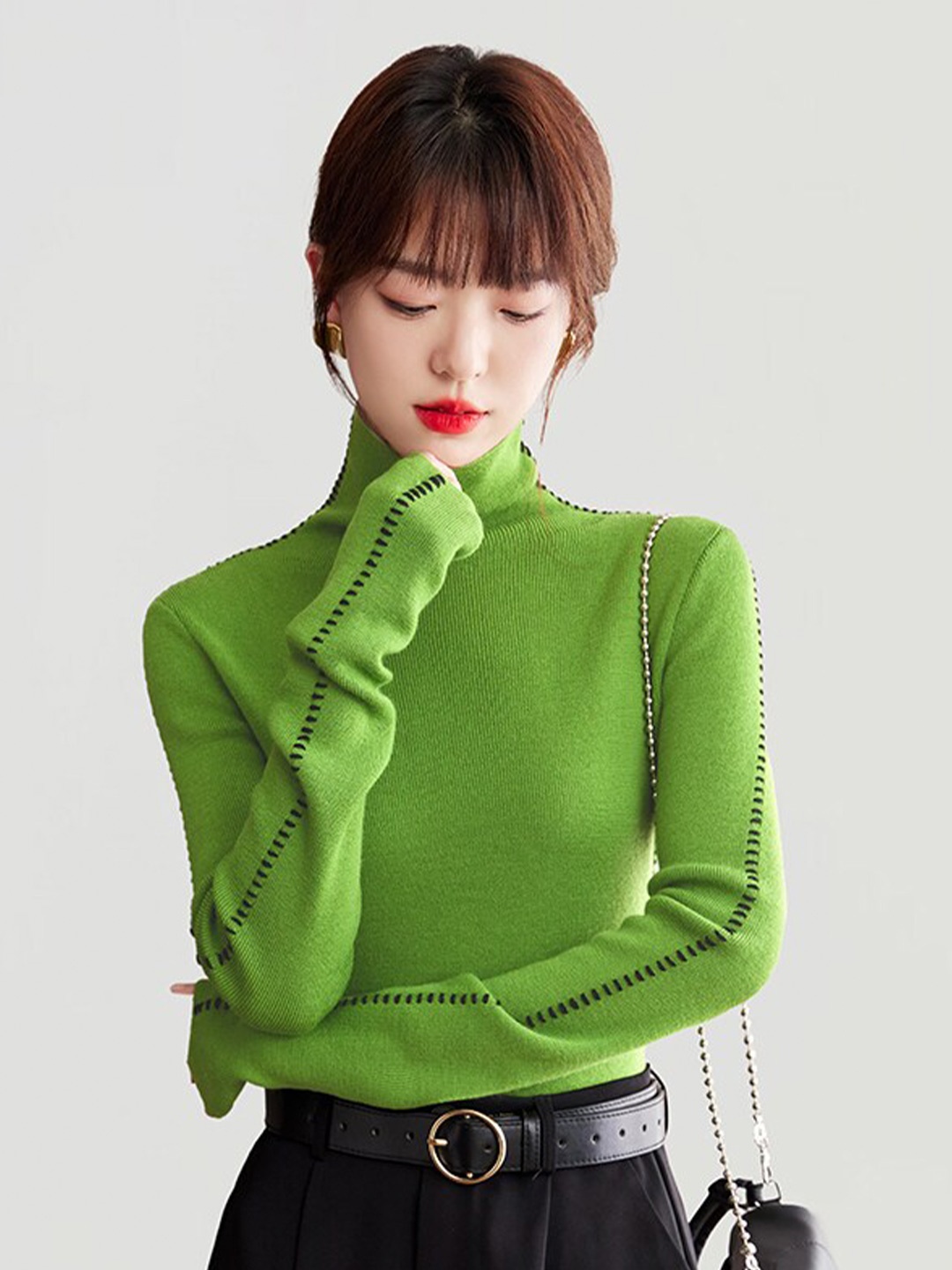 

JC Collection Turtle Neck Pullover Sweater, Green