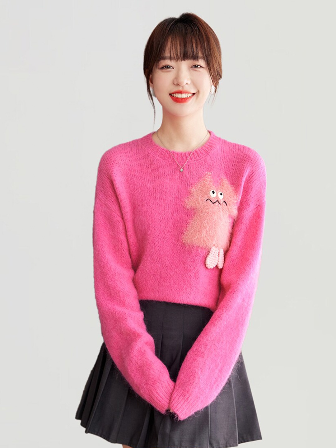 

JC Collection Applique Detail Pullover, Pink