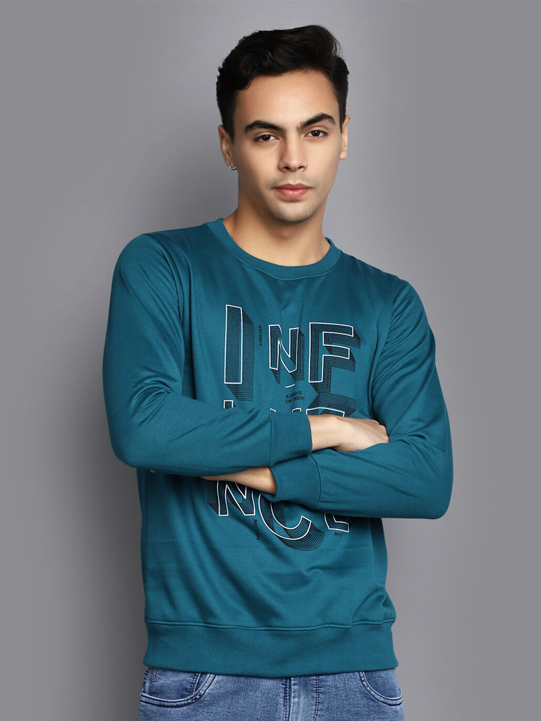 

V-Mart Typography Printed Cotton Pullover Sweatshirt, Blue