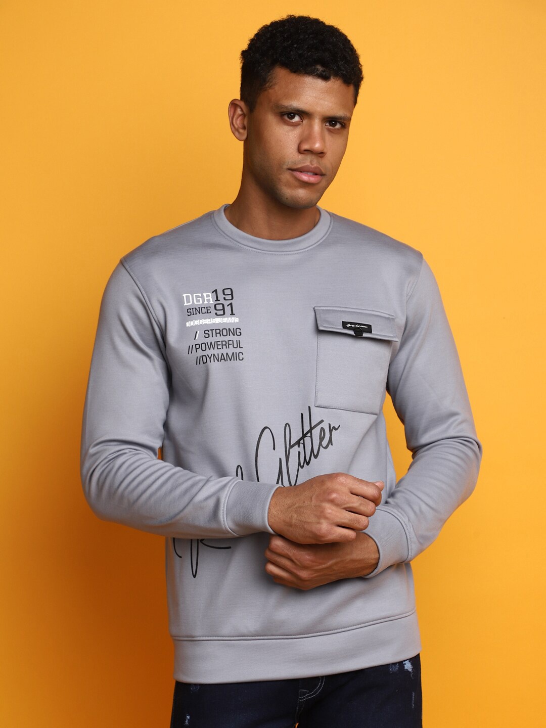 

V-Mart Typography Printed Cotton Pullover Sweatshirt, Grey