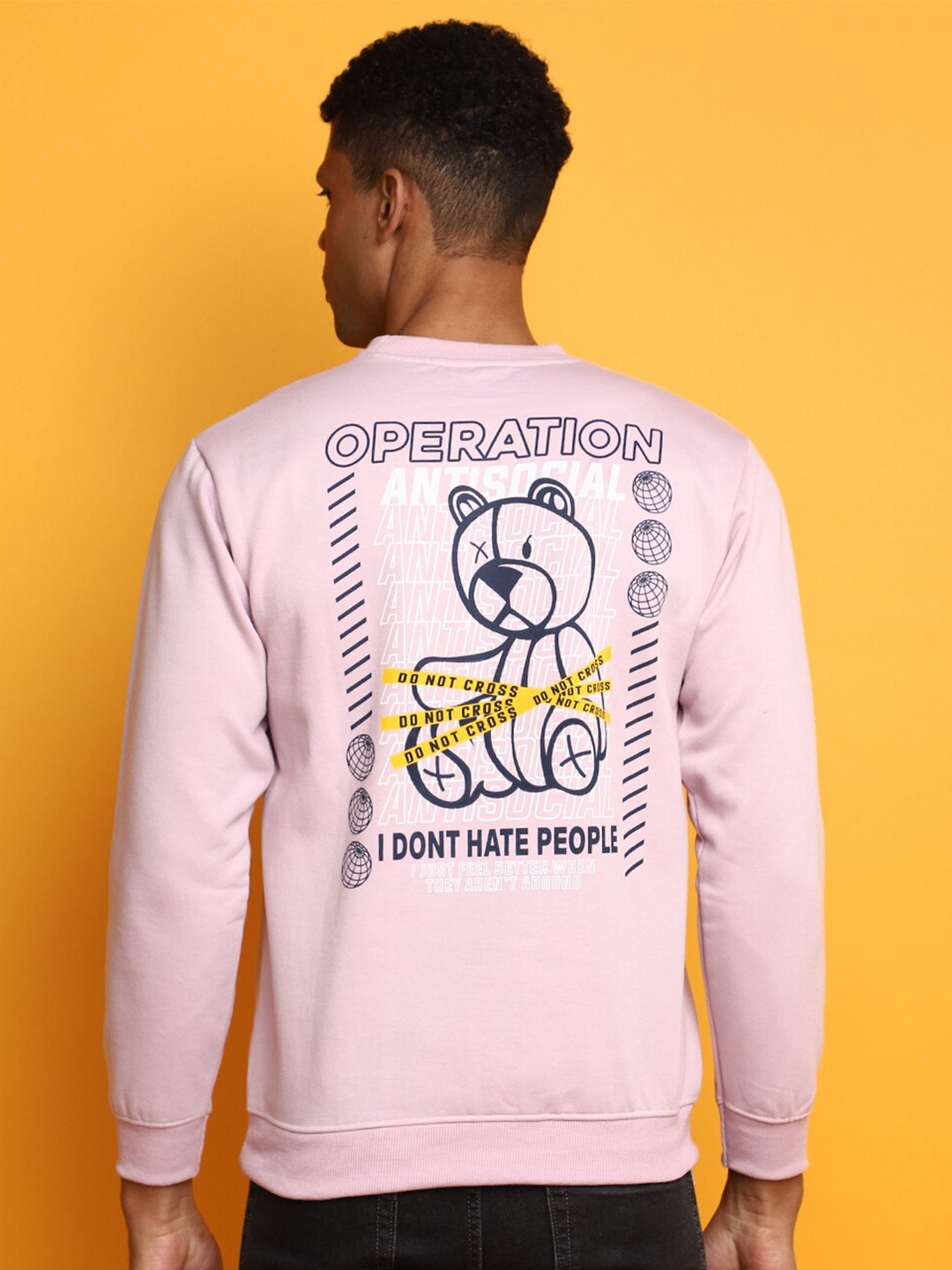 

V-Mart Graphic Printed Cotton Pullover, Mauve