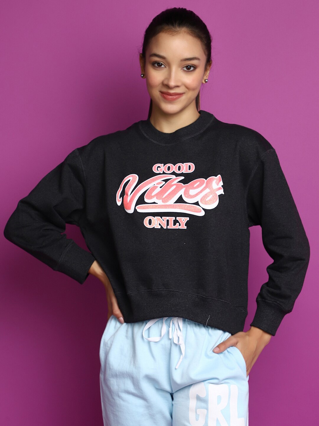 

V-Mart Typography Printed Cotton Pullover Sweatshirt, Grey