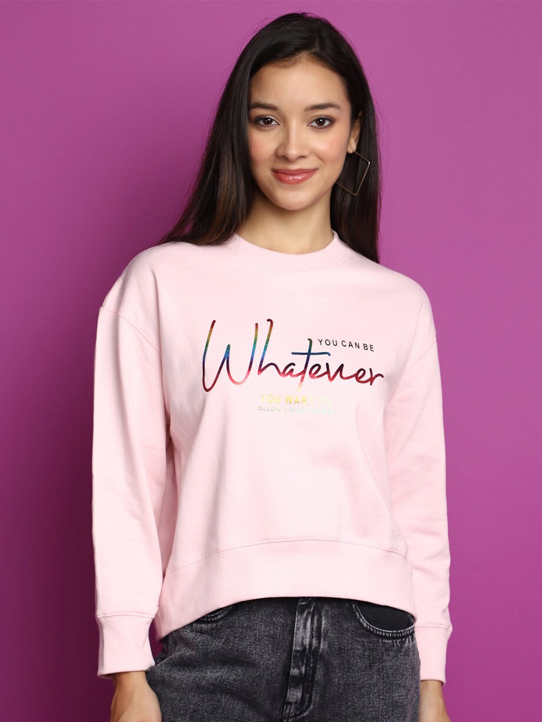 

V-Mart Typography Printed Sweatshirt, Pink