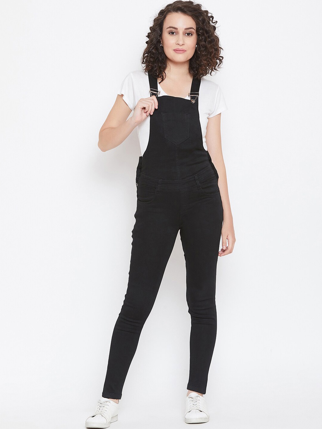 

Nifty Sretchable Skinny Fit Denim Dungarees, Black