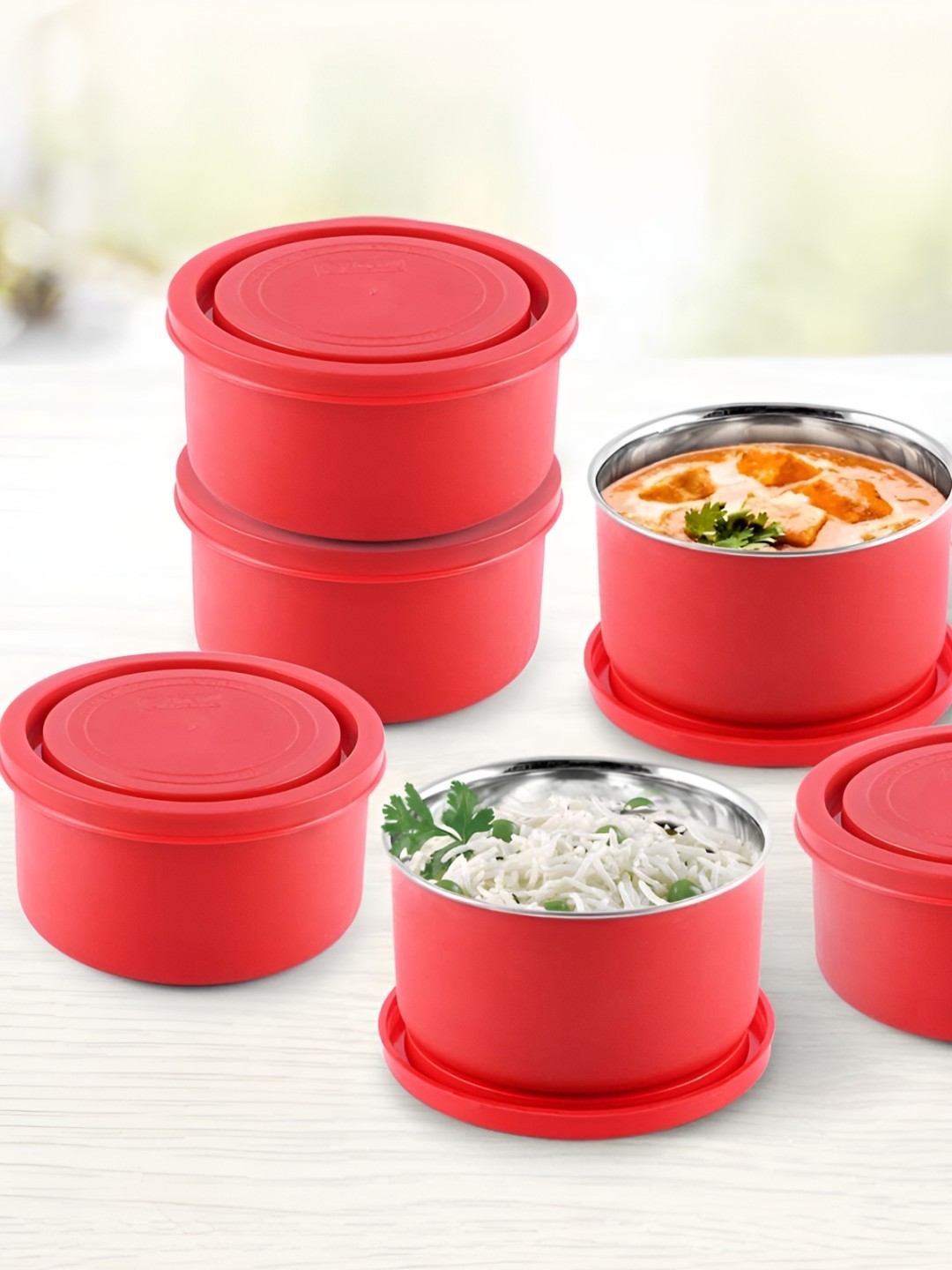 

DREAM HOME Red Stainless Steel Dishwasher Safe Food Container 350ml