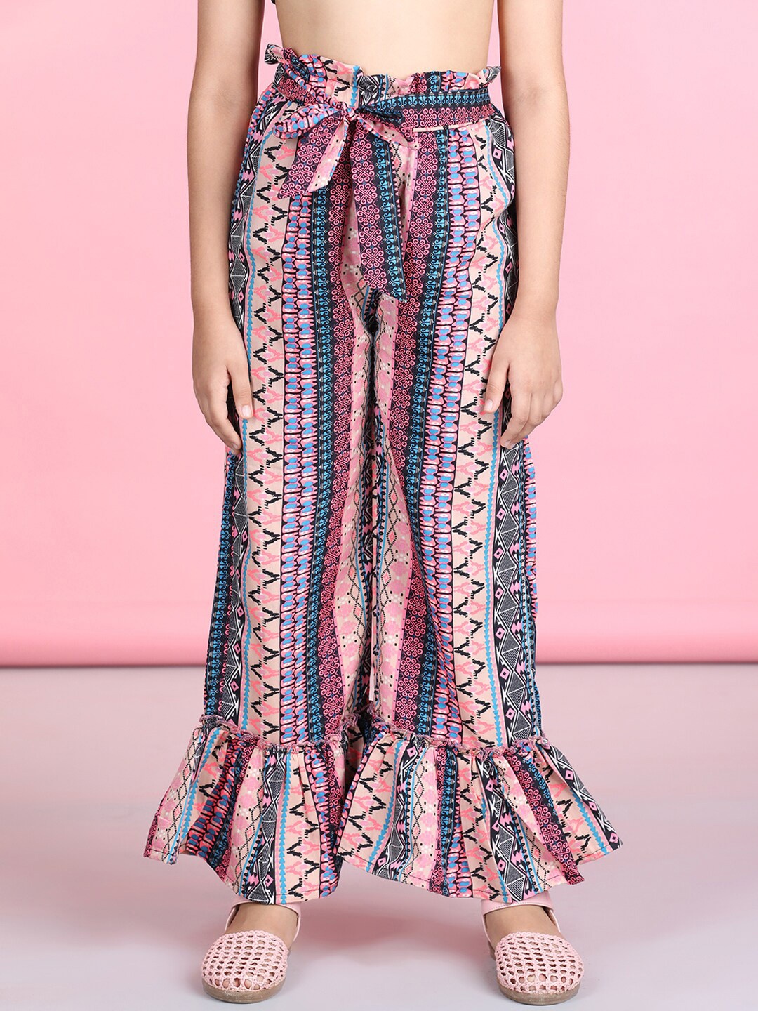 

Cutiekins Girls Geometric Printed Palazzos, Pink
