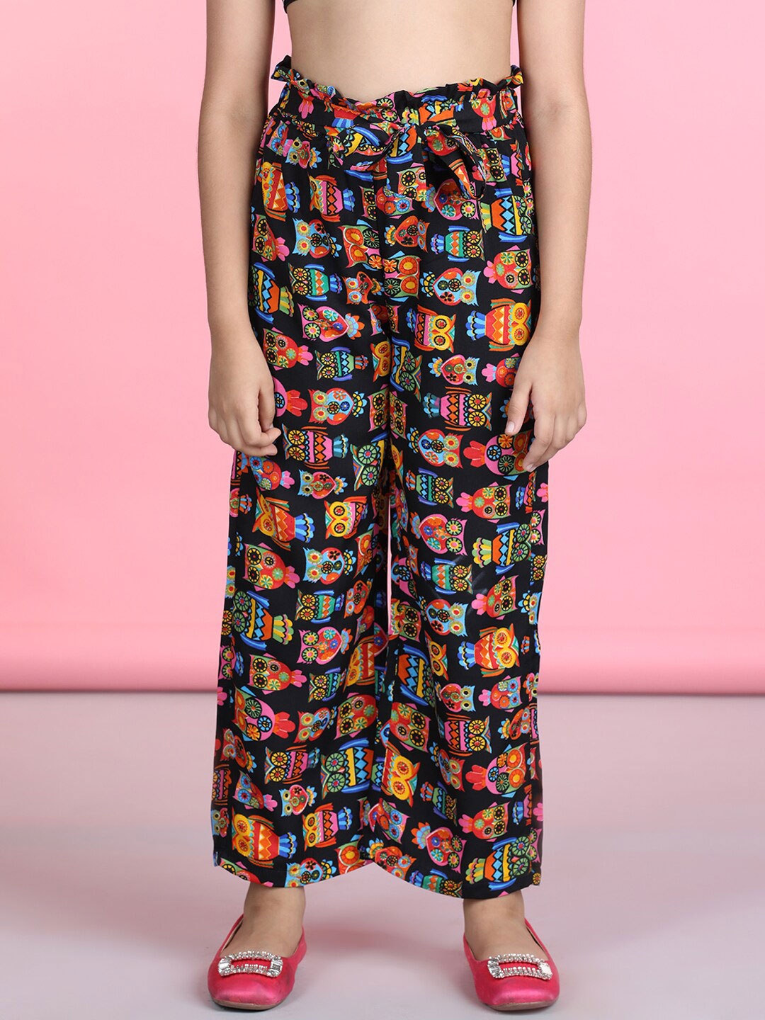 

Cutiekins Geometric Printed Straight Fit Palazzos, Black