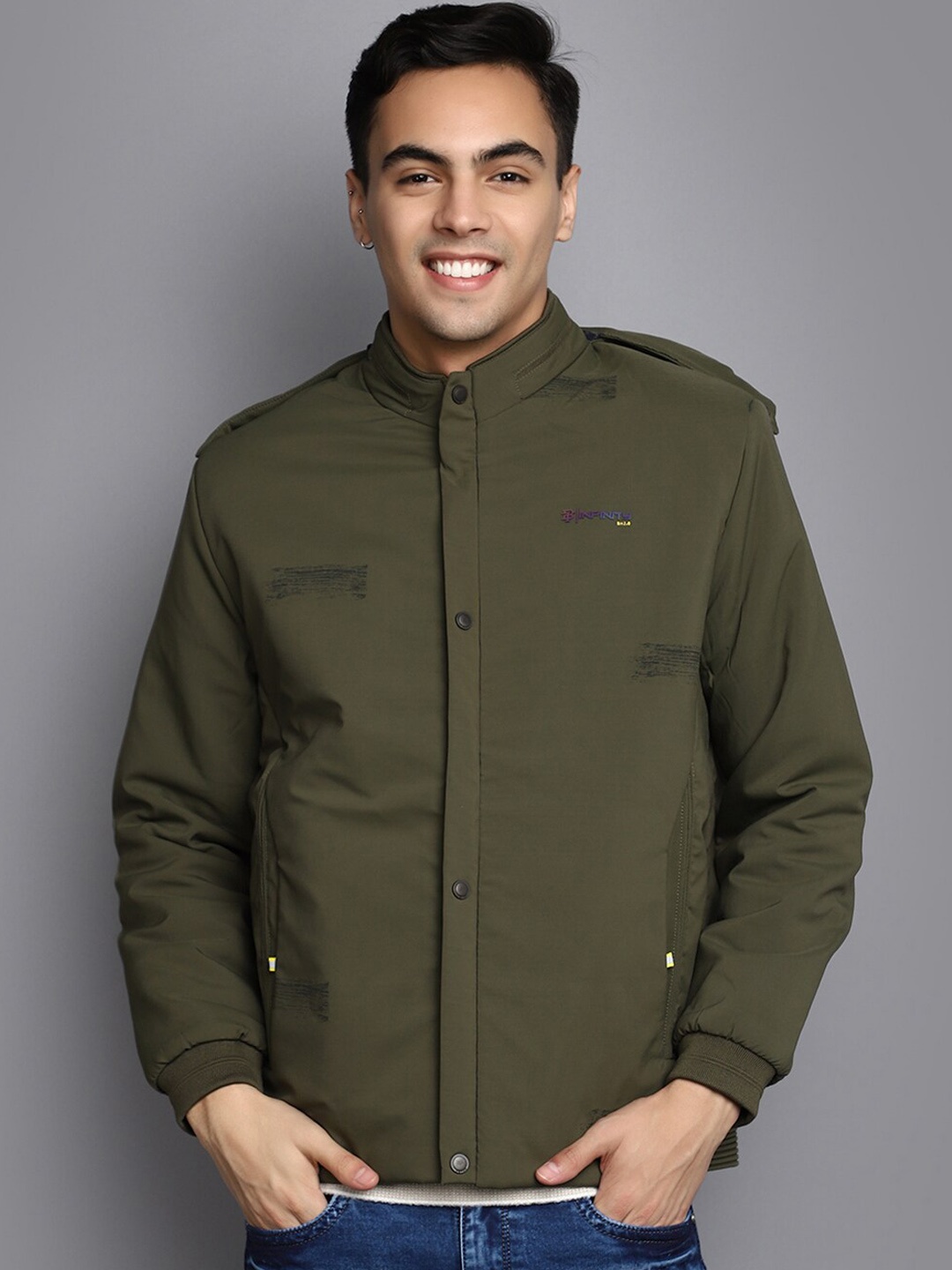 

V-Mart Hooded Lightweight Cotton Bomber Jacket, Olive