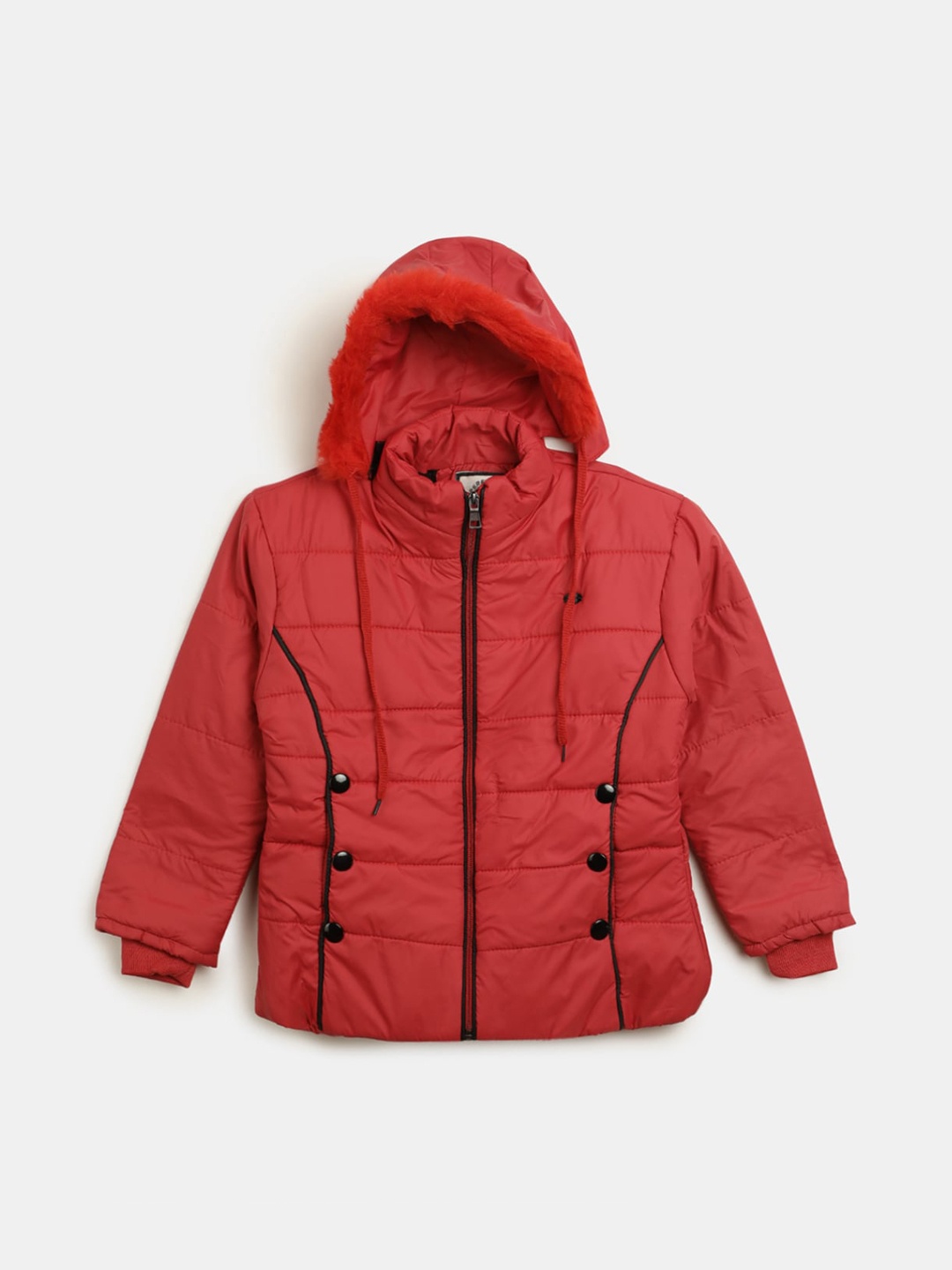 

V-Mart Girls Hooded Lightweight Cotton Padded Jacket, Red