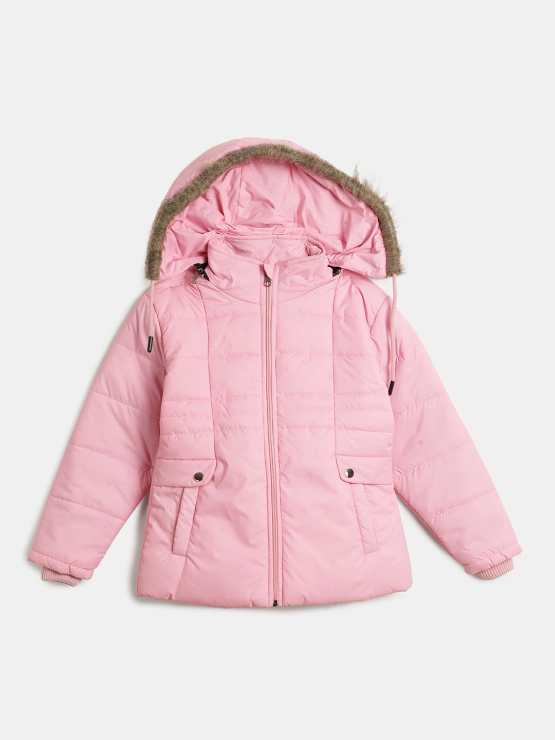 

V-Mart Girls Hooded Lightweight Cotton Puffer Jacket, Pink