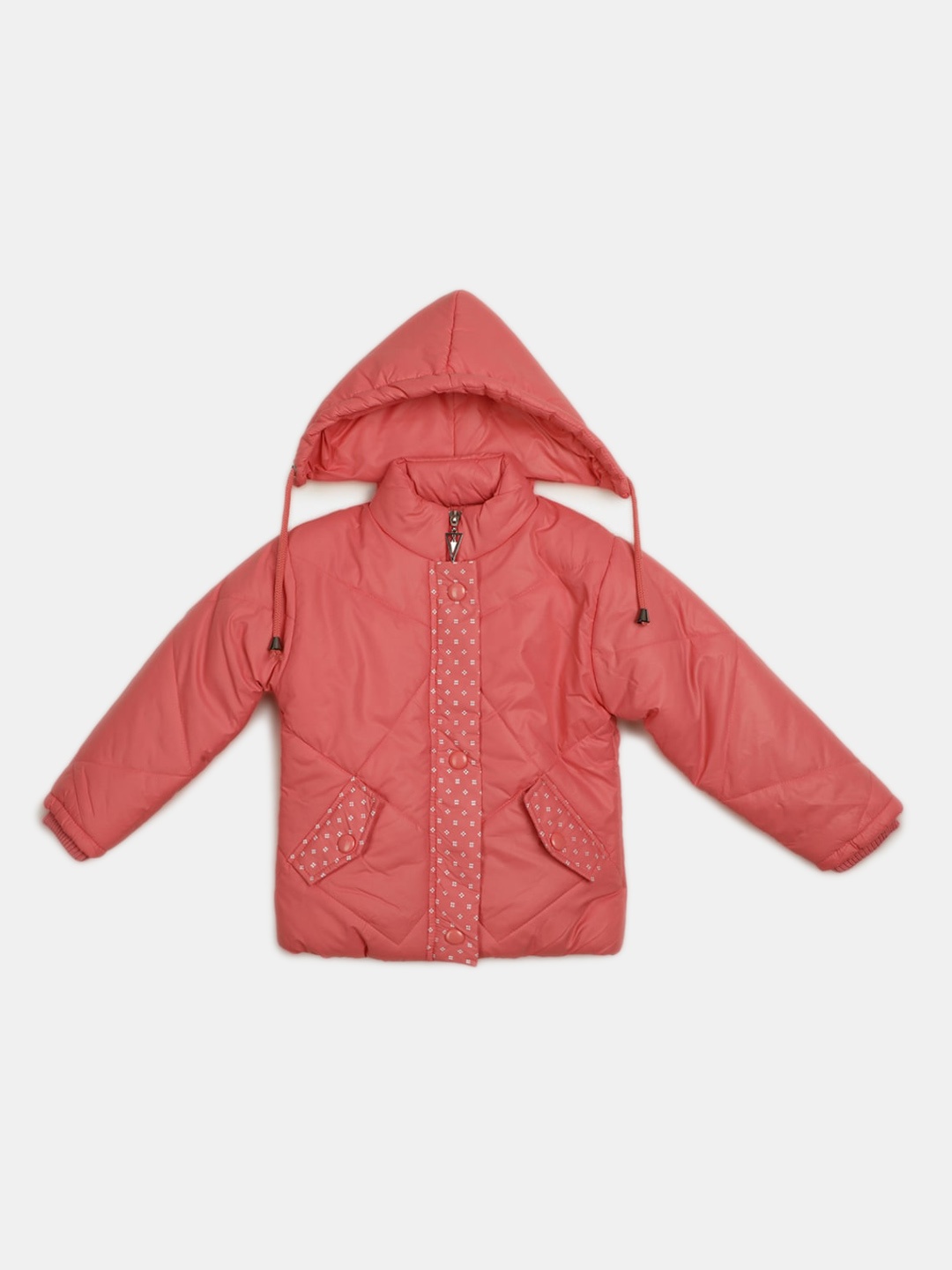 

V-Mart Girls Hooded Lightweight Cotton Padded Jacket, Orange