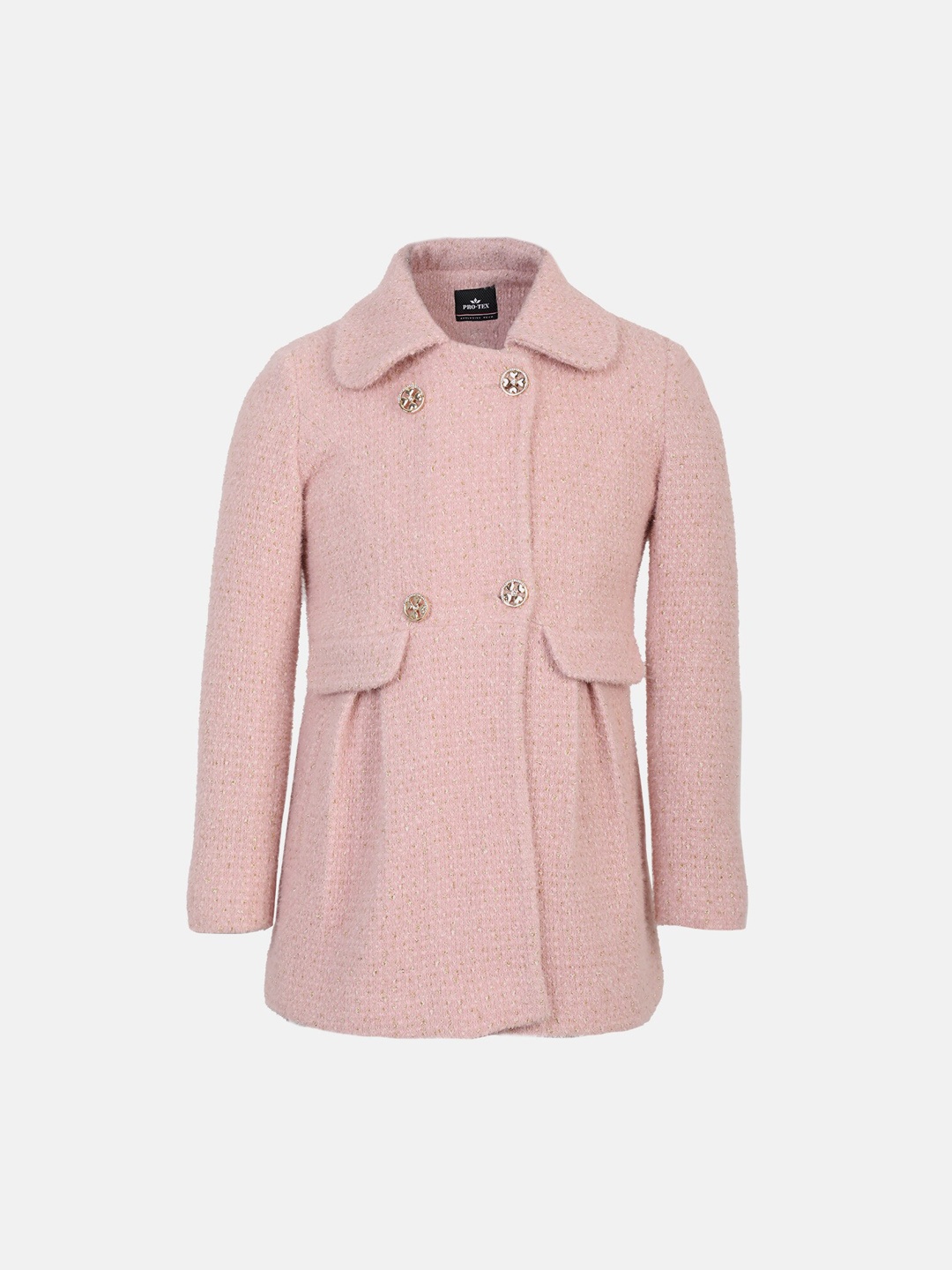 

CHKOKKO Girls Double-Breasted Spread-Fit Overcoat, Peach