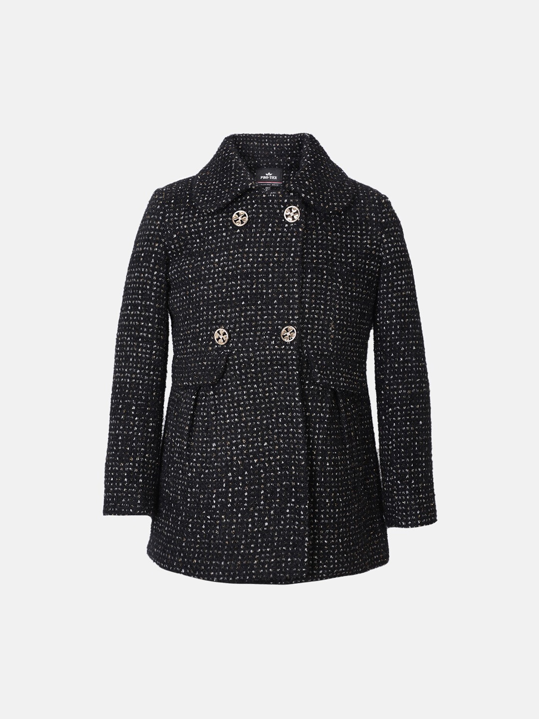 

CHKOKKO Girls Double-breasted Button Coat, Black
