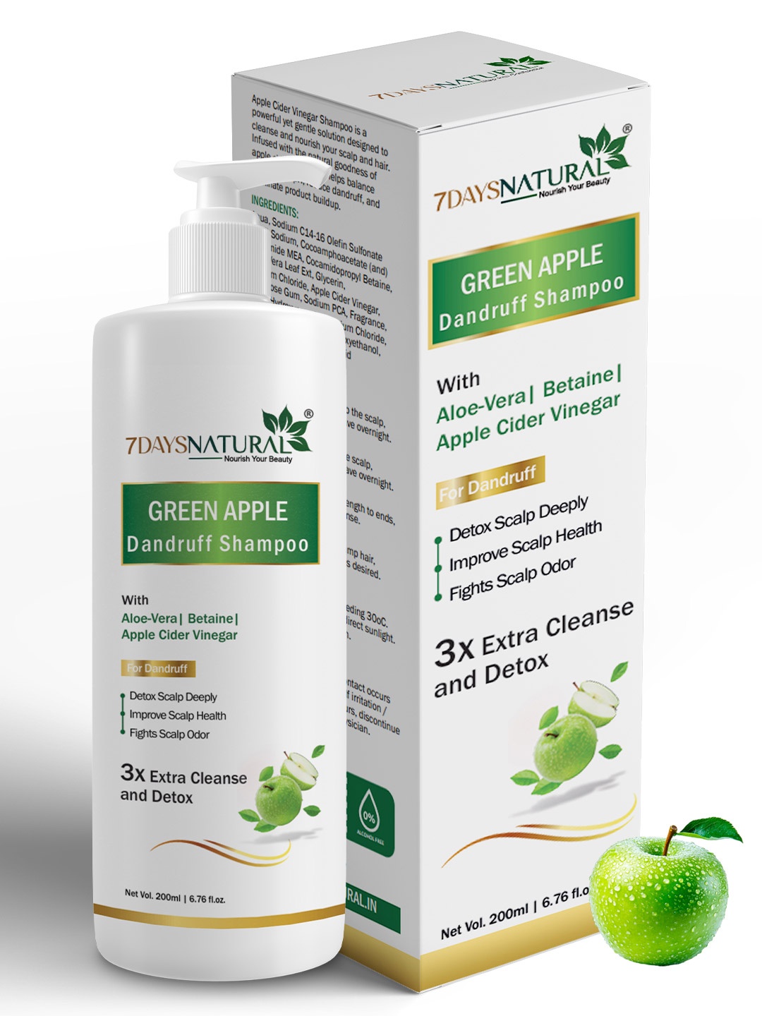 

7 DAYS Green Apple Shampoo For Dandruff - 200ml, White