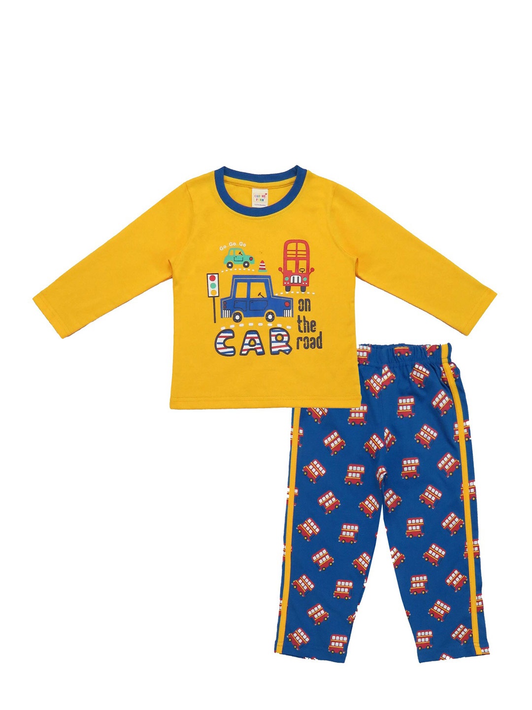 

Clothe Funn Boys Printed T-shirt & Trousers, Gold