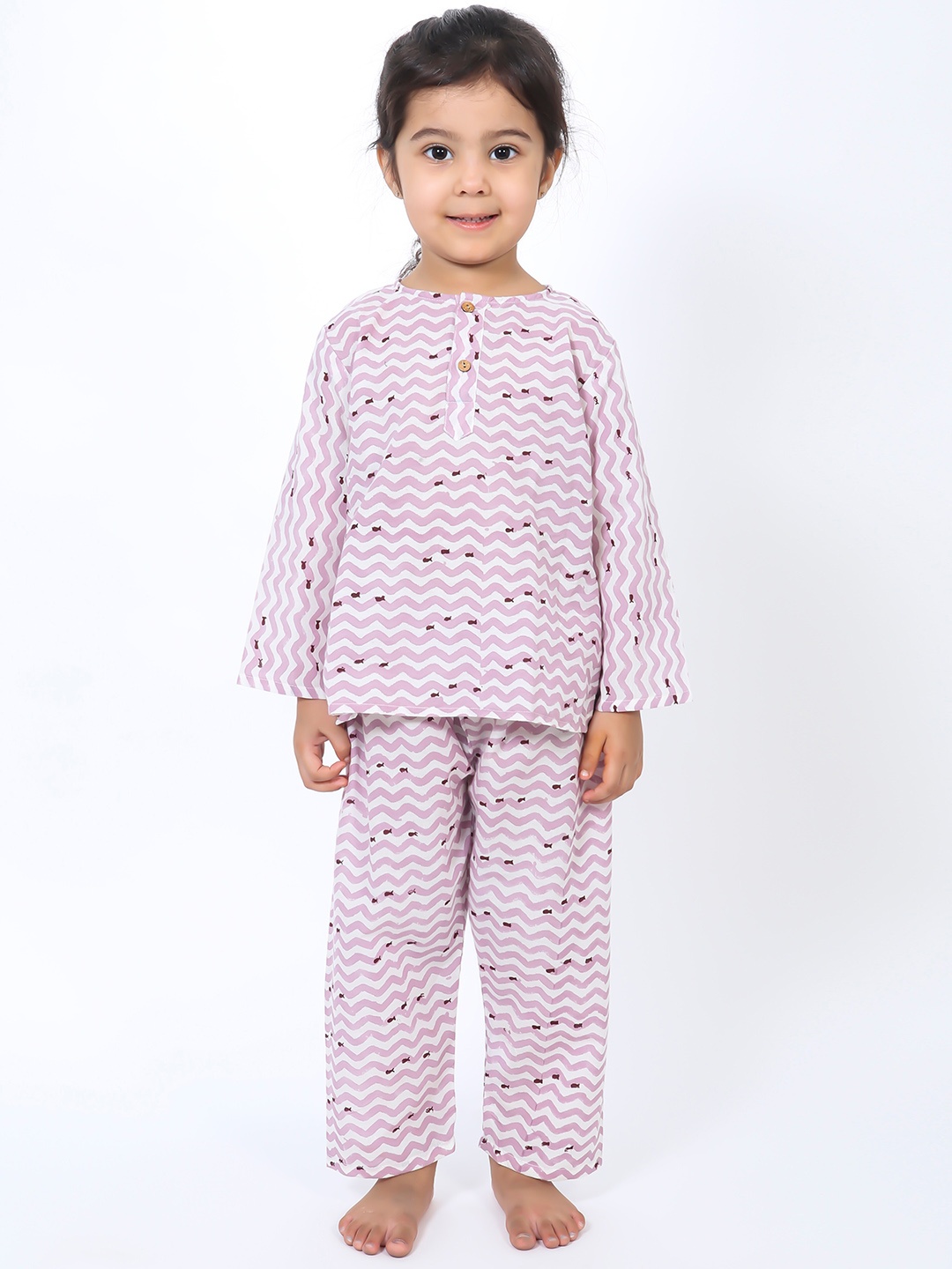 

BAESD Kids Conversational Printed Pure Cotton Night Suit, Purple