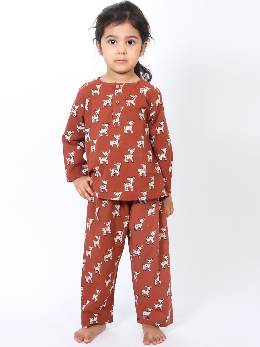 

BAESD Kids Conversational Printed Pure Cotton Night Suit, Brown