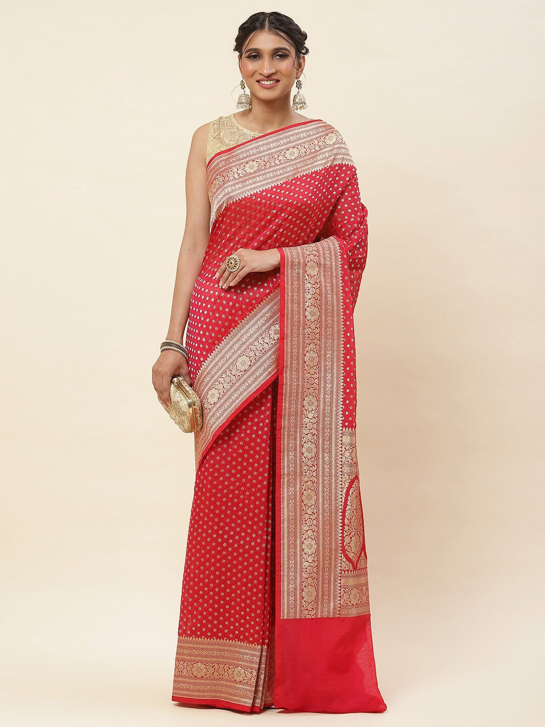 

Meena Bazaar Woven Design Art Silk Banarasi Saree, Red