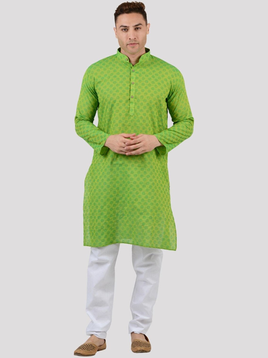 

Maharaja Woven Design Regular Pure Cotton Kurta With Pyjamas, Green